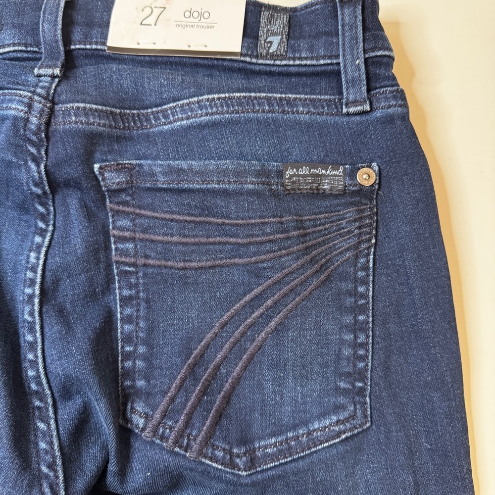 7 For All Mankind Dojo Flare Trouser Jeans BBS Denim 27 x 34 NWT #458913 #1672 - Picture 8 of 10